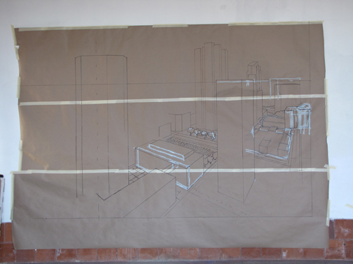 mural drawing in South Park, San Diego