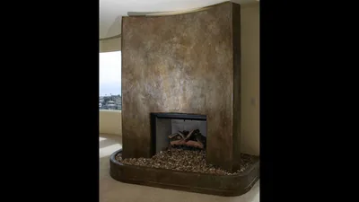 Venetian plaster bedroom fireplace feature - La Jolla, CA